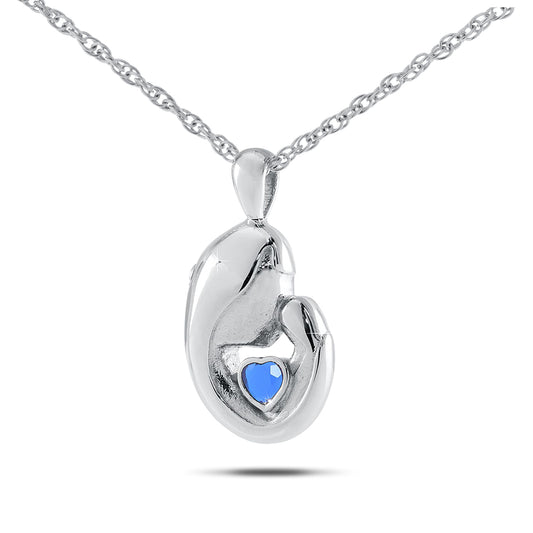 September w/ Sapphire Stainless Steel Keepsake